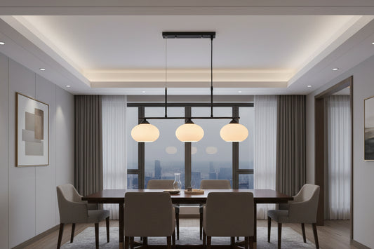 Black & White 3-Light Glass Pendant-PL 1151-03-BK