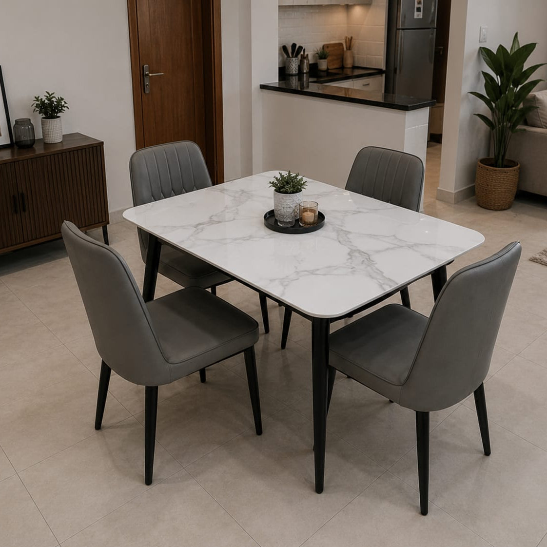 4-Seater Dining Table Set With 4 Chairs