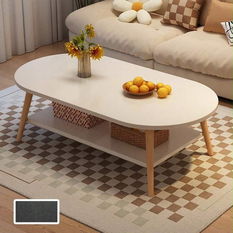 2 Tier Wooden Coffee Table with Storage Shelf 120 × 60 × 42 cm