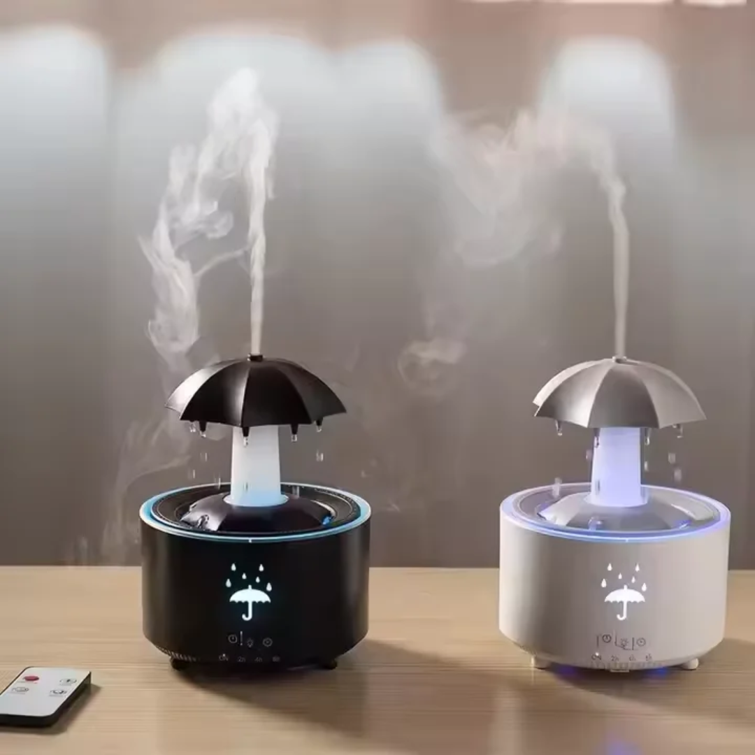 V88 300 ml umbrella rain aroma diffuser with decorative design for bedrooms, living rooms, offices, and indoor spaces.