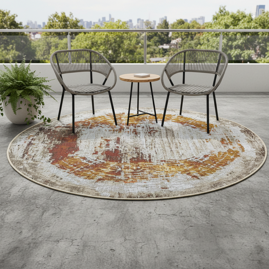 Oriental Weavers Isla Round Abstract Vintage Rug KBORIE202