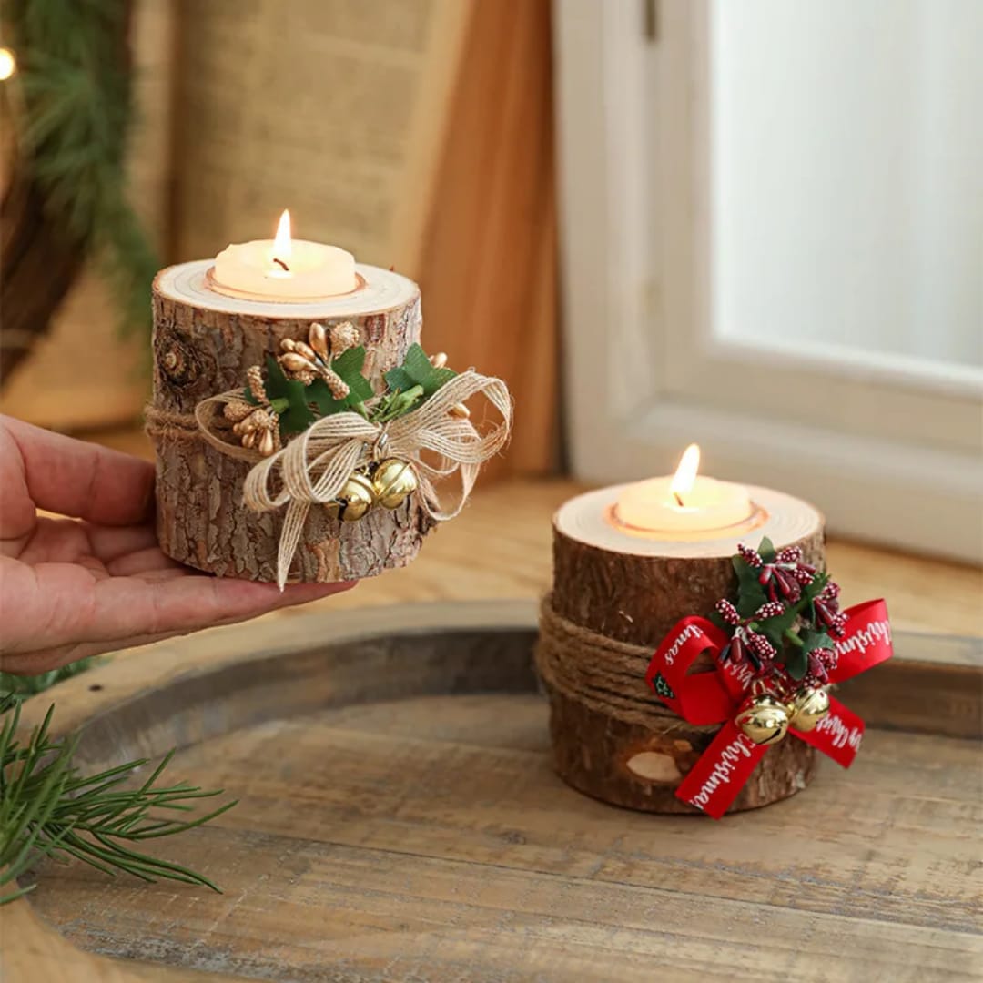Christmas Candle Holder Wooden
