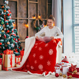Christmas Reindeer Double-Layer Throw Blanket
