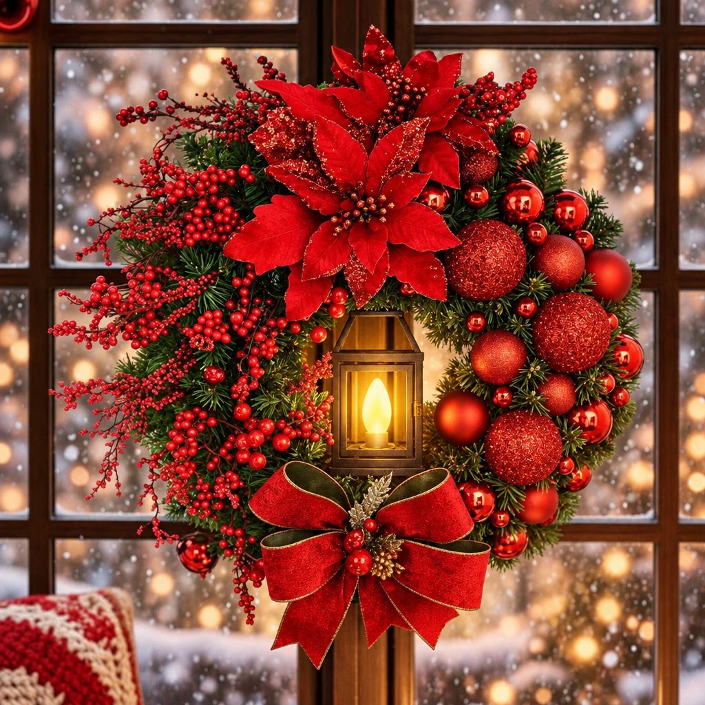 35cm Christmas Wreath With Lamp