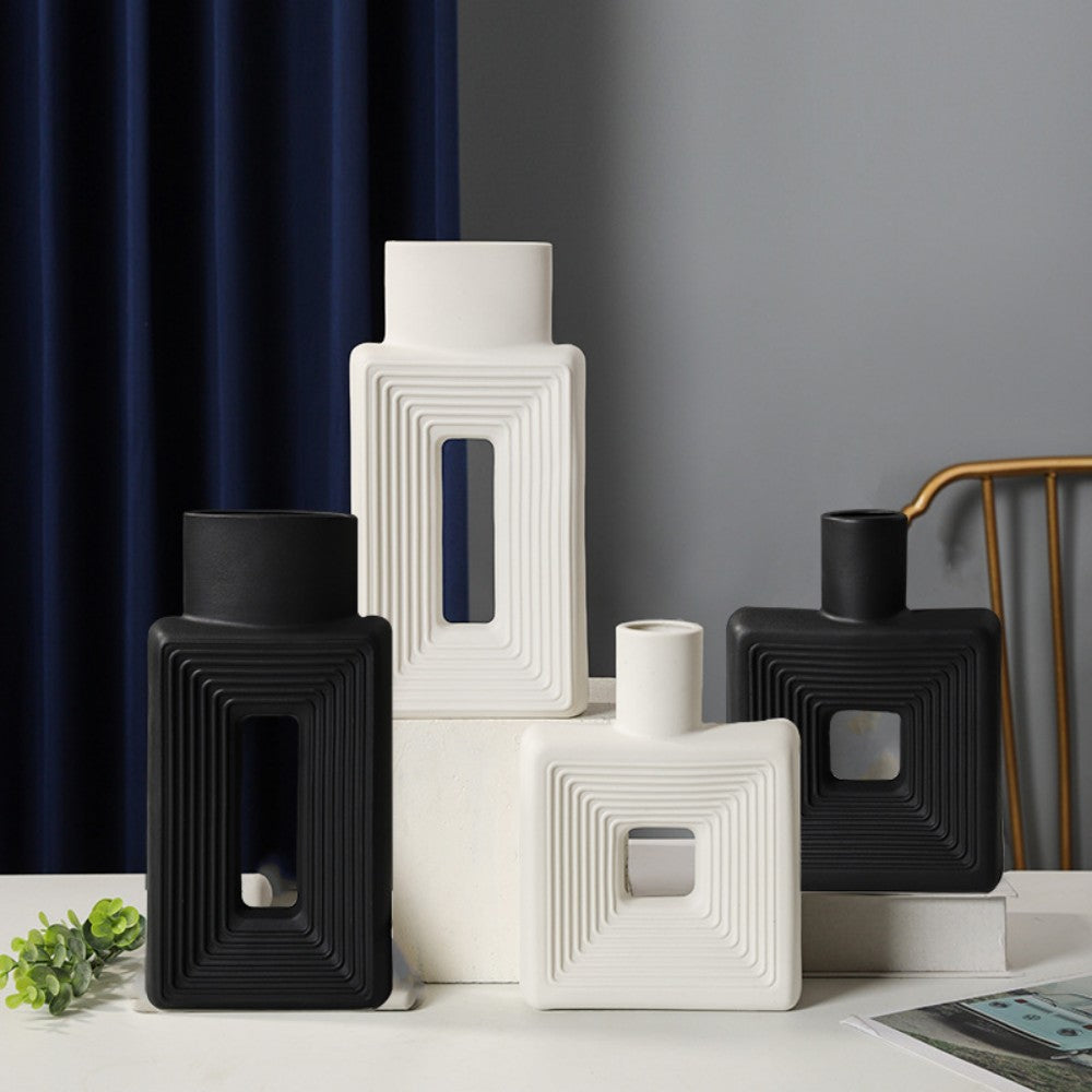 2Pcs Resin Square Decorative Vase Set