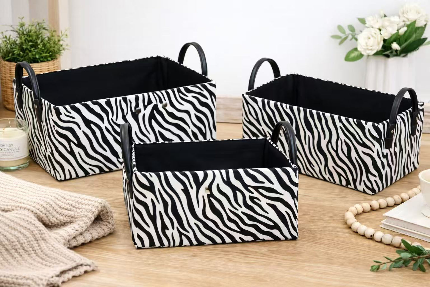 3-Piece Stylish Print Storage Basket Set