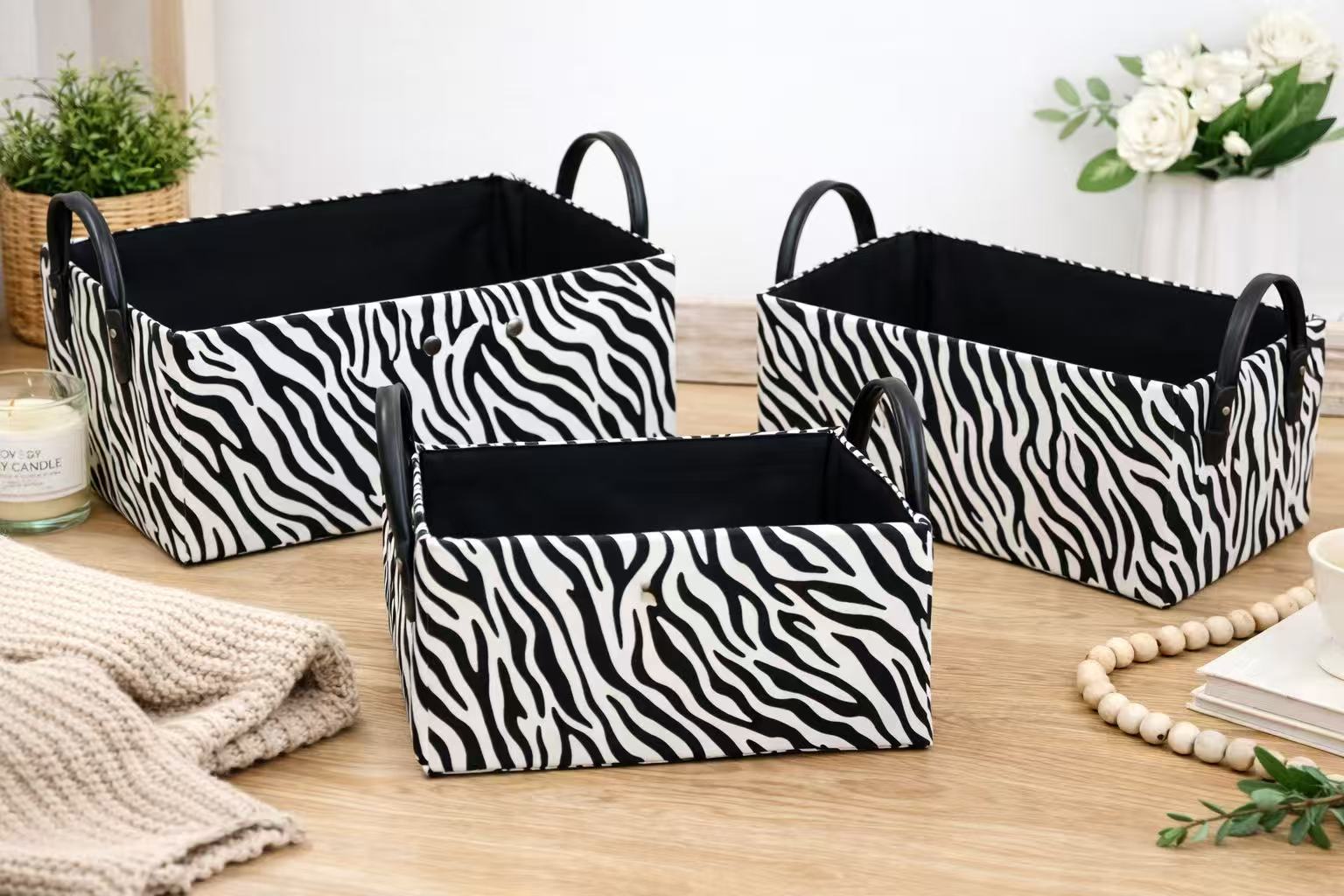 3-Piece Stylish Print Storage Basket Set