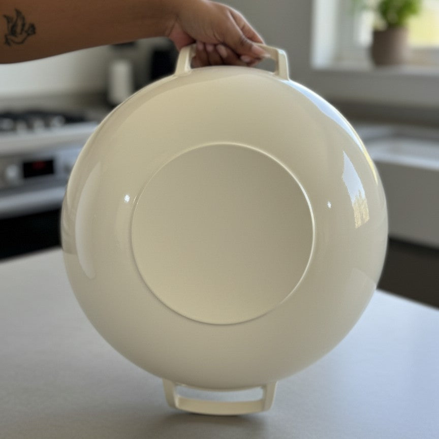 Enamel Non-Stick Cast Iron Wok Pan With Wooden Lid