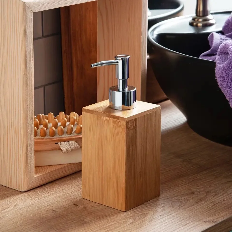 Eco-Friendly Bamboo Soap Dispenser 2 Piece Set