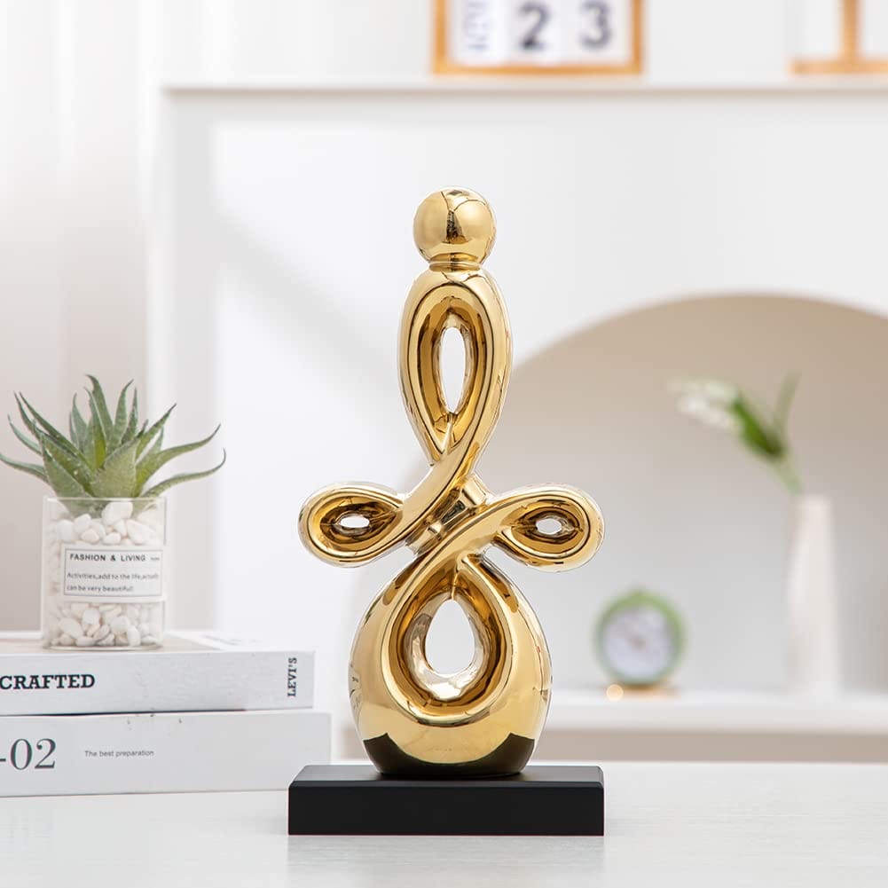Ceramic art statue, modern decorative sculpture for home or office display. 