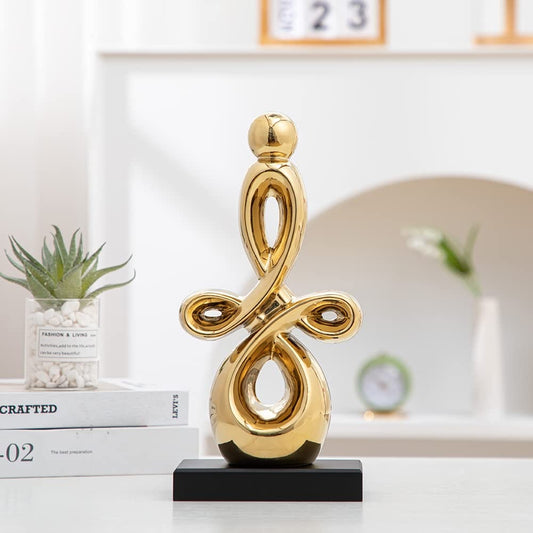 Ceramic art statue, modern decorative sculpture for home or office display. 
