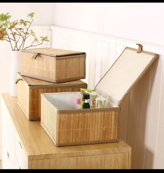 3 in 1 Wicker Storage Basket Set with Covers