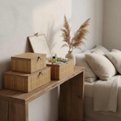 3 in 1 Wicker Storage Basket Set with Covers