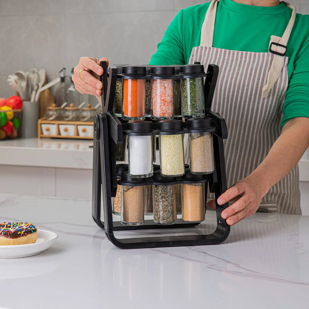 Rotary Seasoning Rack with 18 Jars