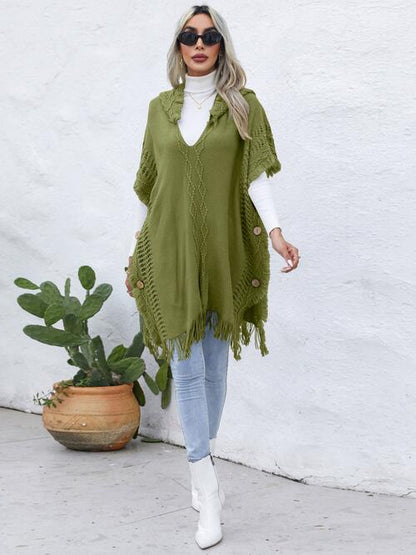 Women Knitted Hooded Shawl