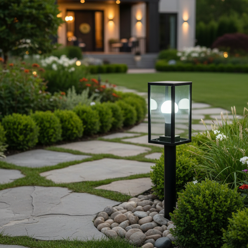 Aluminium Garden Bollard Light LL 22BL-12-05-BK
