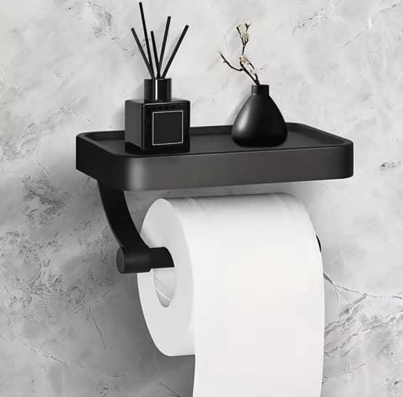 Toilet Paper Holder with Phone Shelf