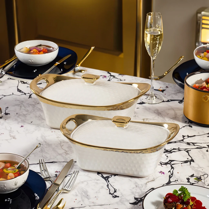 Elegant simple serving dishes set of three, 12.5 inch size with 3 litres capacity.