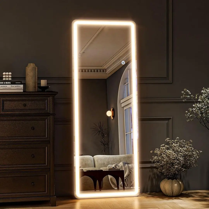 LED Mirror with Stand
Full-length LED mirror with stand and three adjustable light modes.