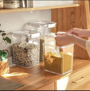 Large airtight acrylic food storage containers with scoop for pantry and kitchen organization 