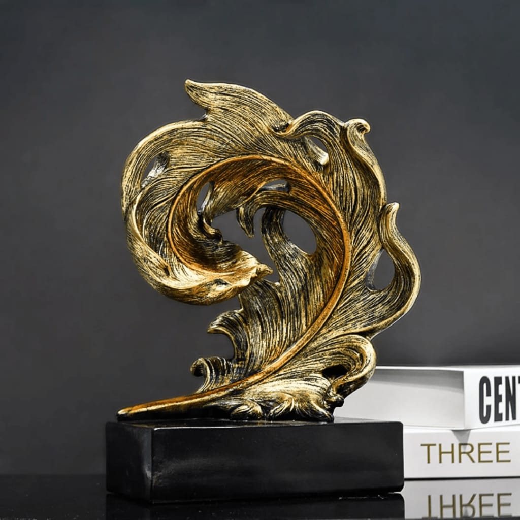 Modern art feather decorative statue designed for stylish home or office décor, adding an elegant artistic touch to interiors.