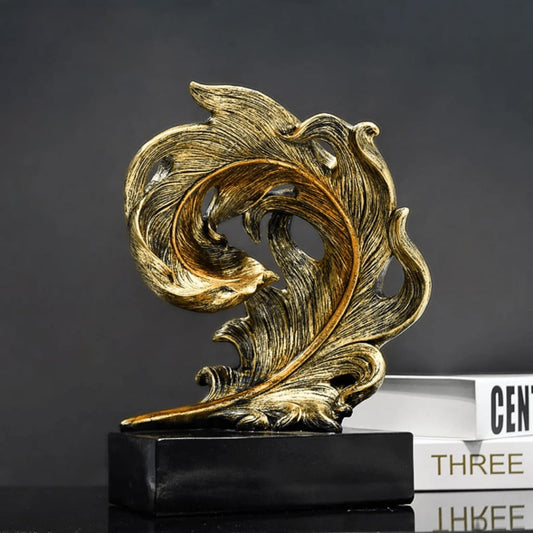 Modern art feather decorative statue designed for stylish home or office décor, adding an elegant artistic touch to interiors.