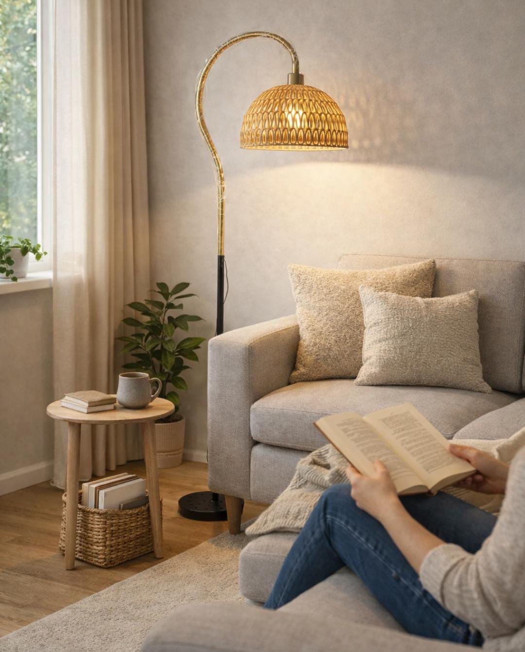 Rustic style floor lamp, 160 cm tall, suitable for living room, bedroom, or office lighting