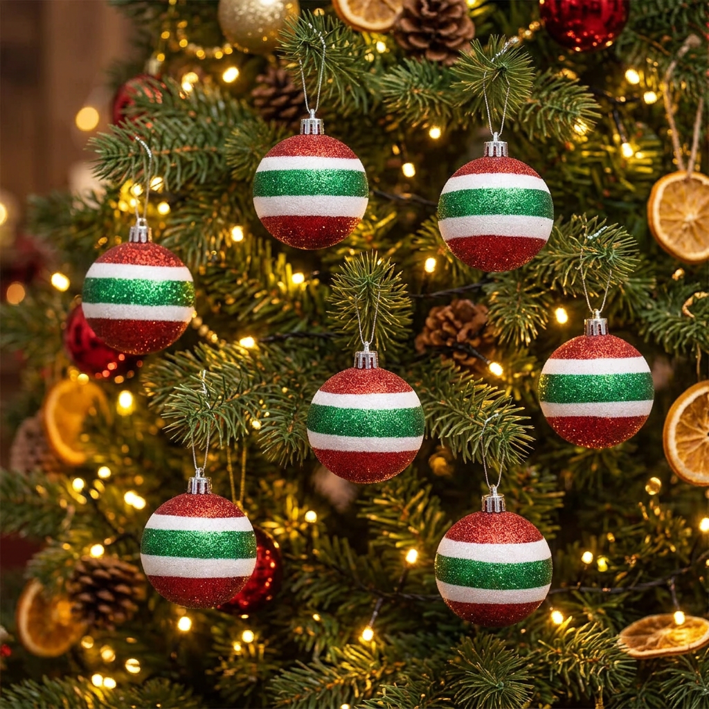 6cm 6Pcs Coloured Christmas Baubles