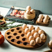 Wooden egg storage box multi compartment tray, kitchen egg holder organizer for safe storage. 🥚✨