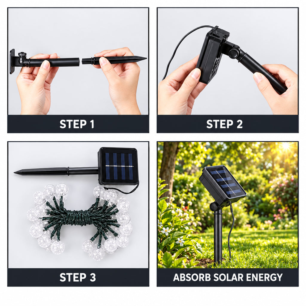 Solar Powered Outdoor Ball String Christmas Lights 12M 100 LED Balls