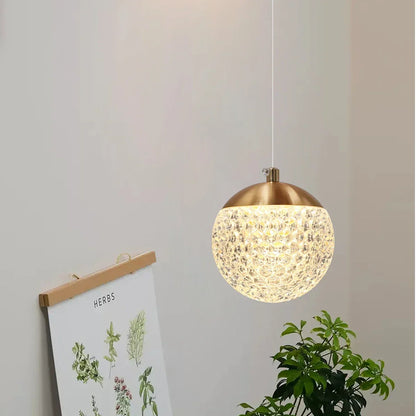 Modern gold acrylic ball pendant light hanging lamp for elegant living or dining room décor