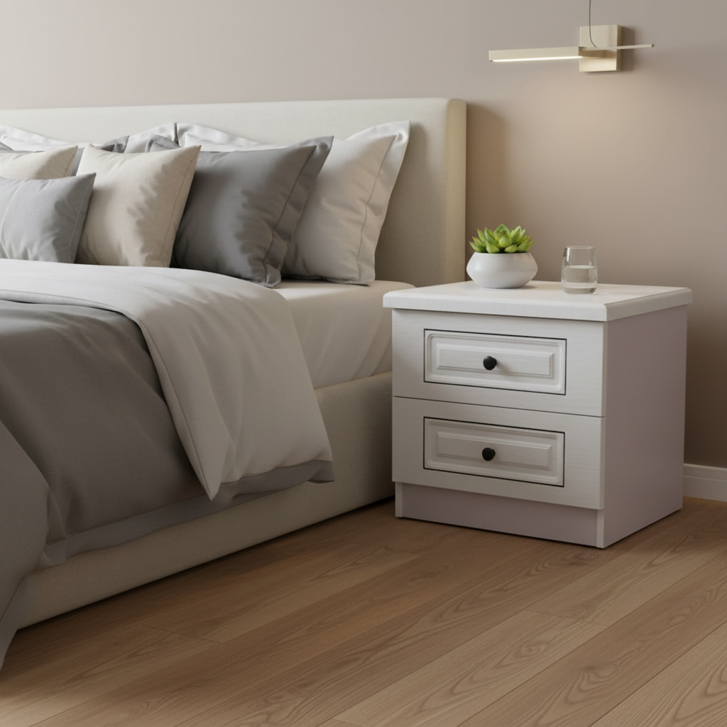 2 Drawer Wooden Bedside Table