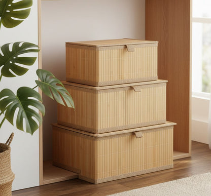 3-in-1 Organizing Wicker Baskets with Covers