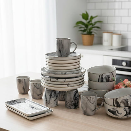 26-Piece Marble Dinner Set