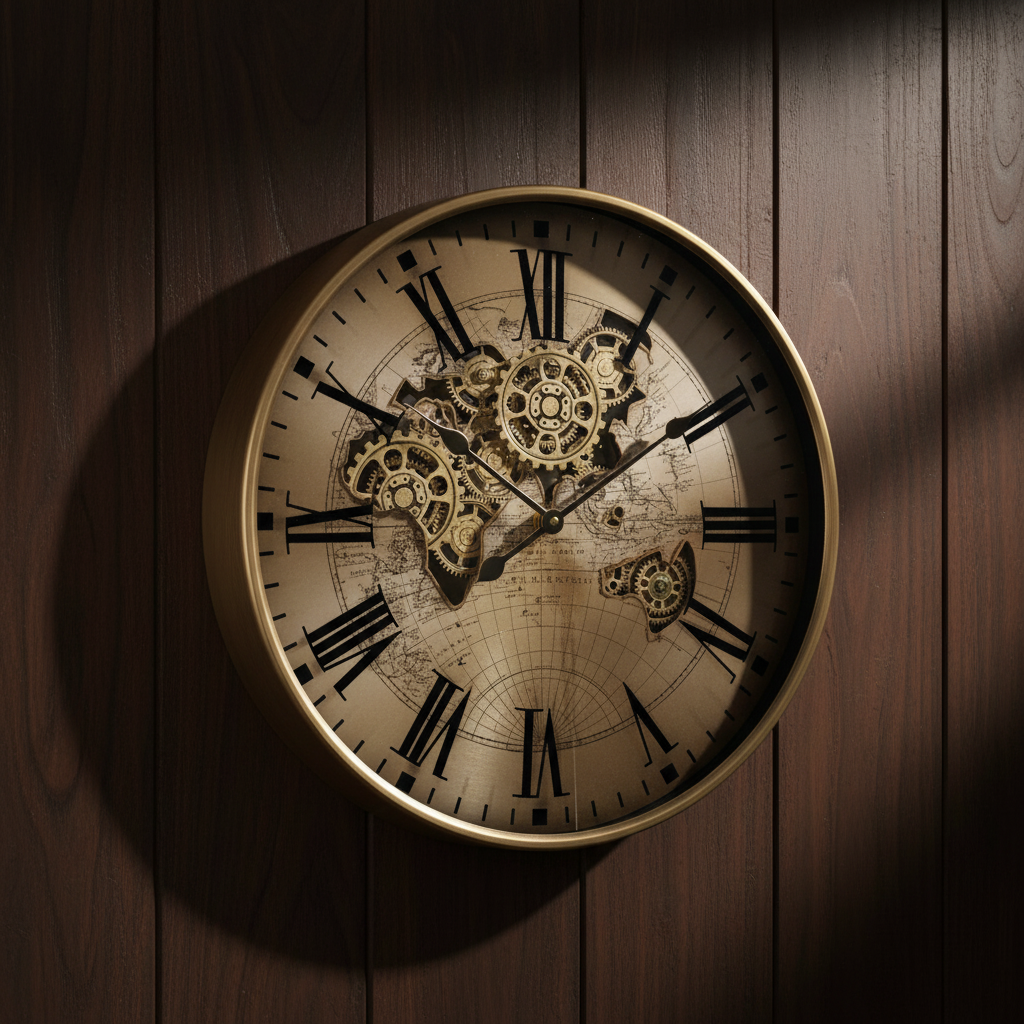 60cm Round Vintage Gear Wall Clock