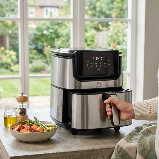 Electrolux Explore 6 3.5L air fryer with digital controls and 8 pre-set programs for healthy oil free cooking