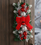 Christmas Staircase Wreath Decorations with LED Lights