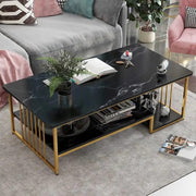 Black marble effect wooden coffee table with a modern design