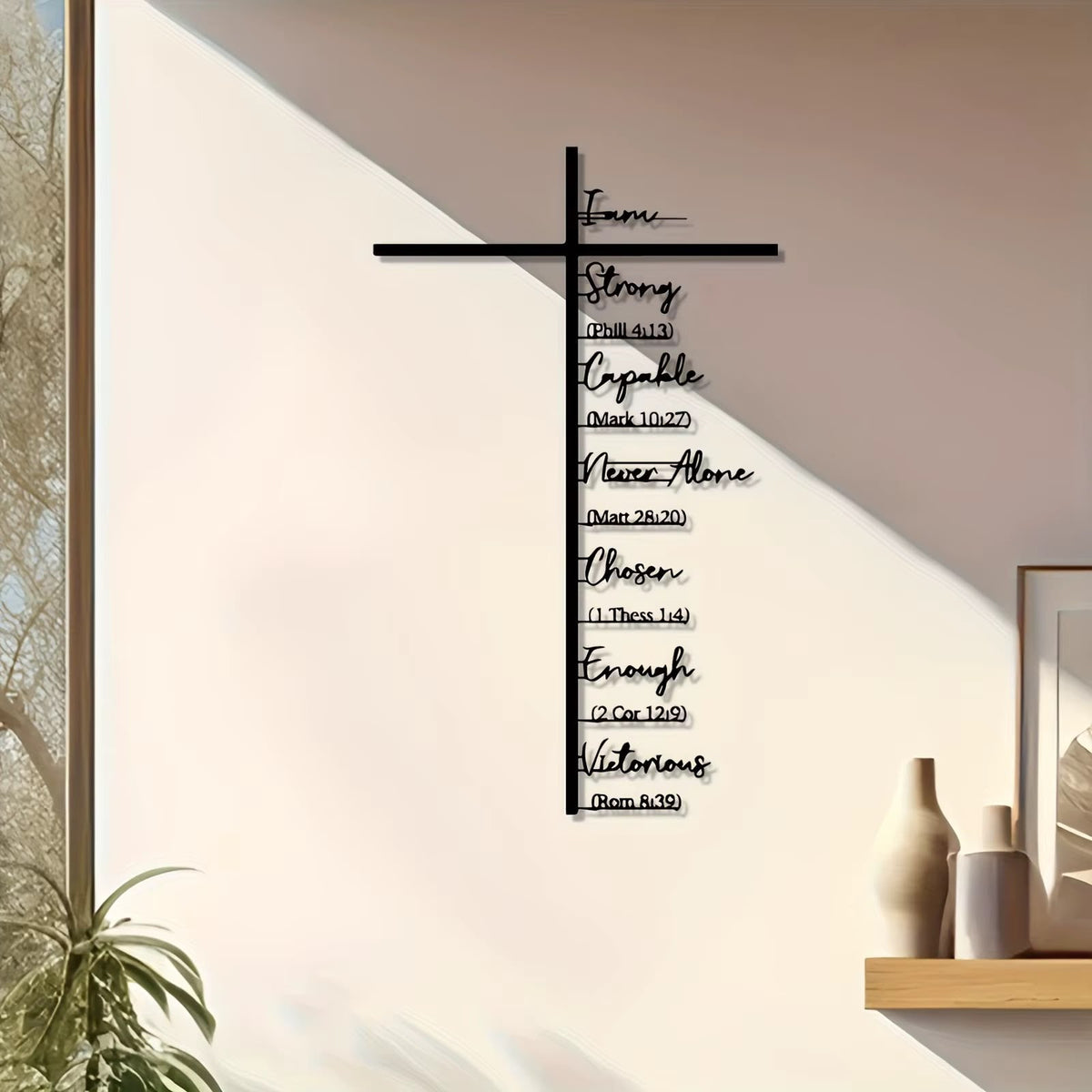 Metal Cross Biblical Scriptures Artistic Wall Decor 50 × 40 cm