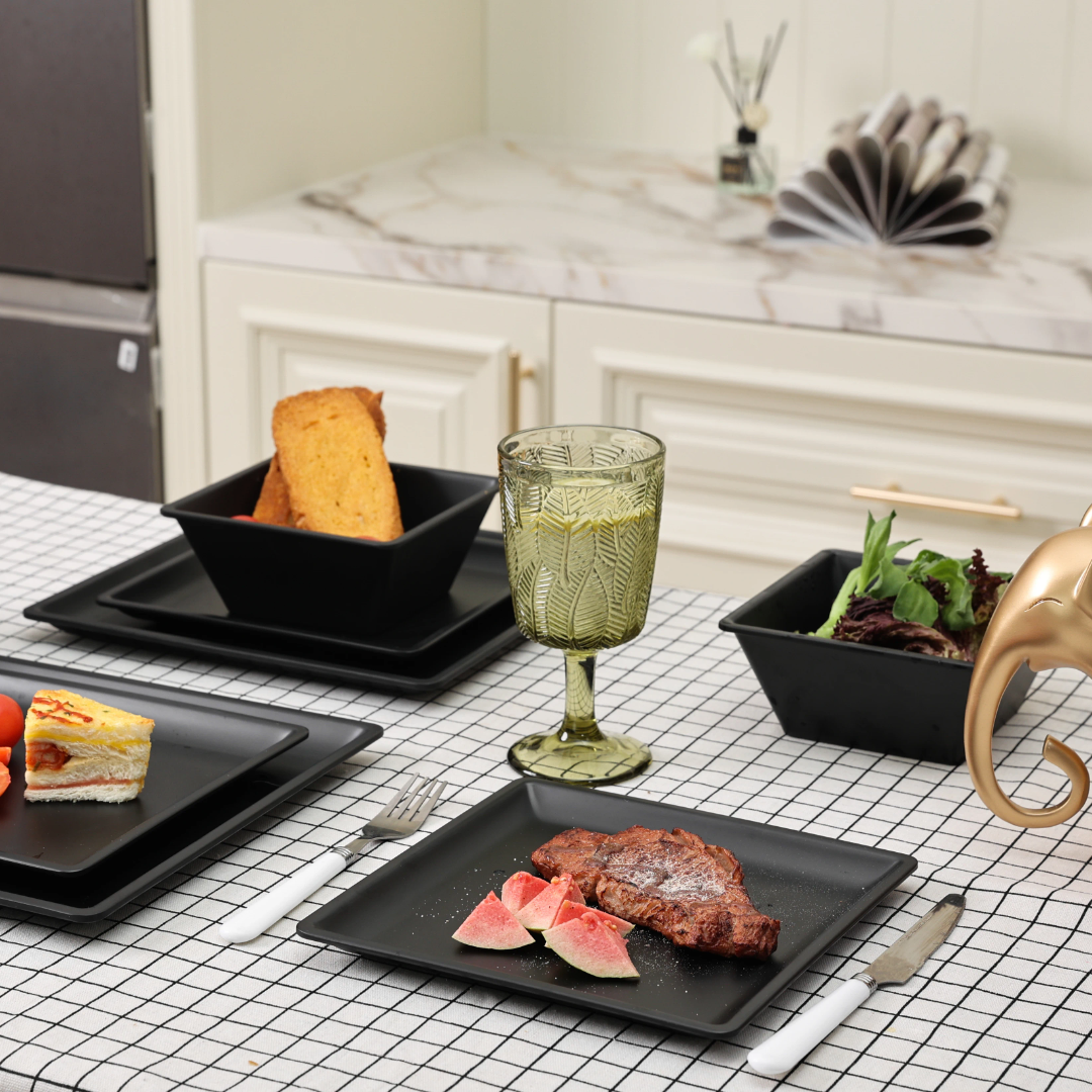 24-Piece Black Dinner Set