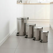 Stainless steel pedal dustbin with plastic inner bucket available in 5L, 12L, 20L and 30L capacities