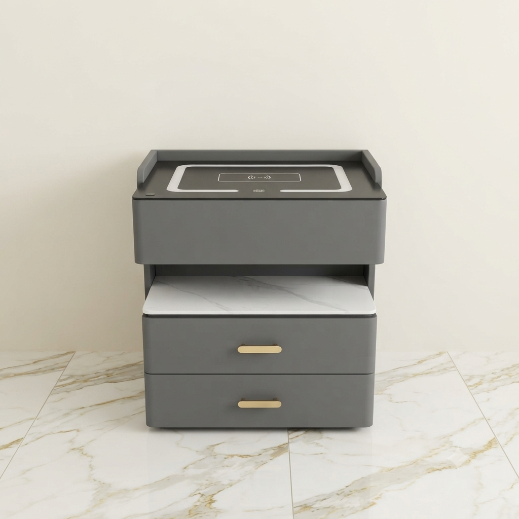 Smart Nightstand with Wireless Charging and LED Lighting BS 9
