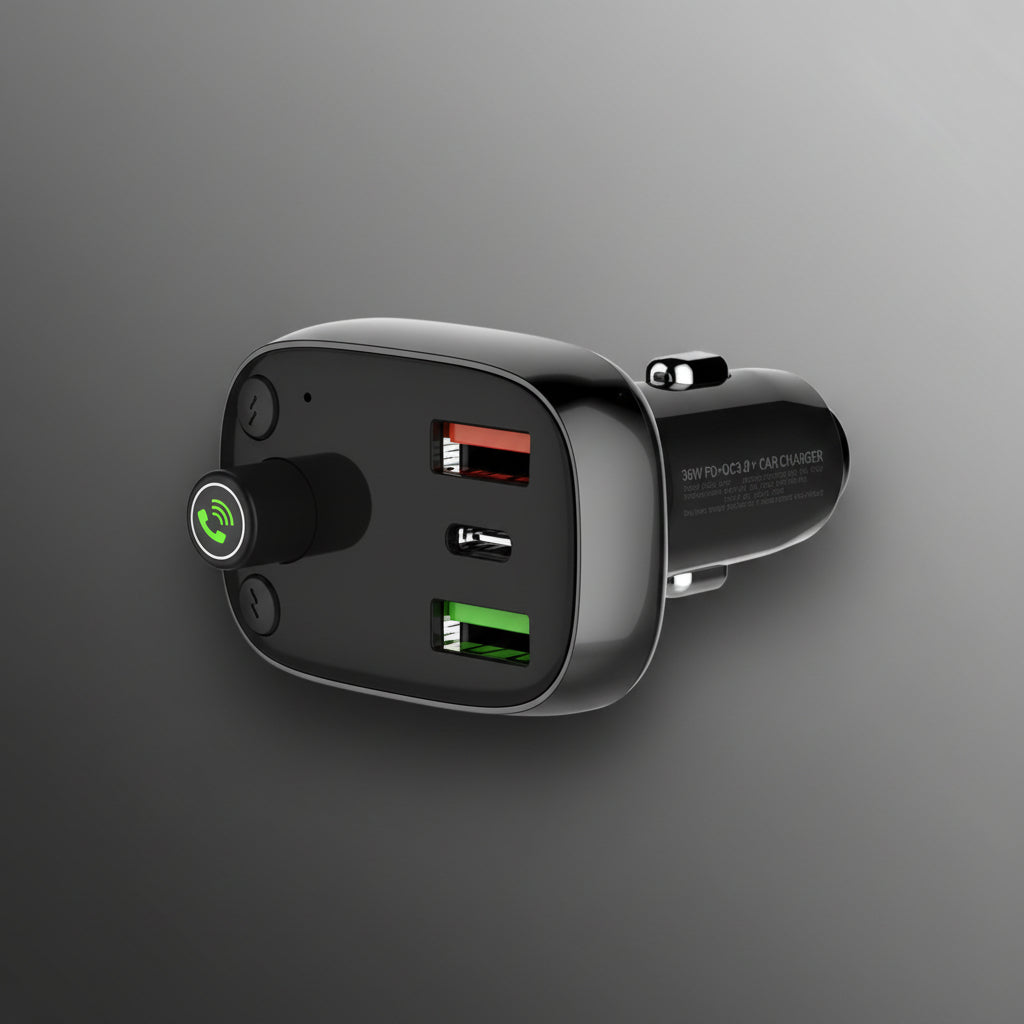 Car Bluetooth FM Transmitter with Triple USB Car Charger