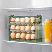 Clear plastic autoflip fridge egg storage box with capacity for 30 eggs