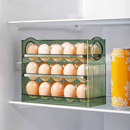 Clear plastic autoflip fridge egg storage box with capacity for 30 eggs