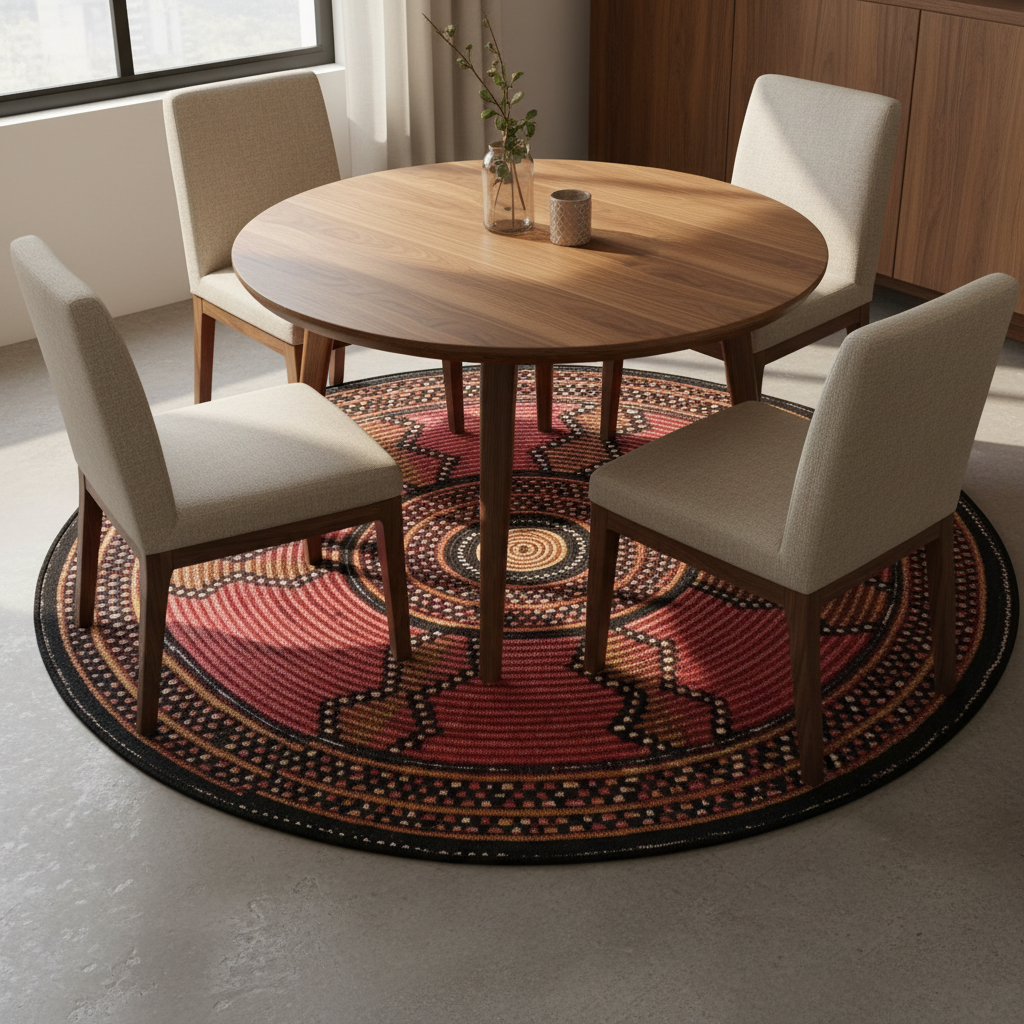 Oriental Weavers Isla Round Tribal Geometric Flat Weave Rug KBORIE202