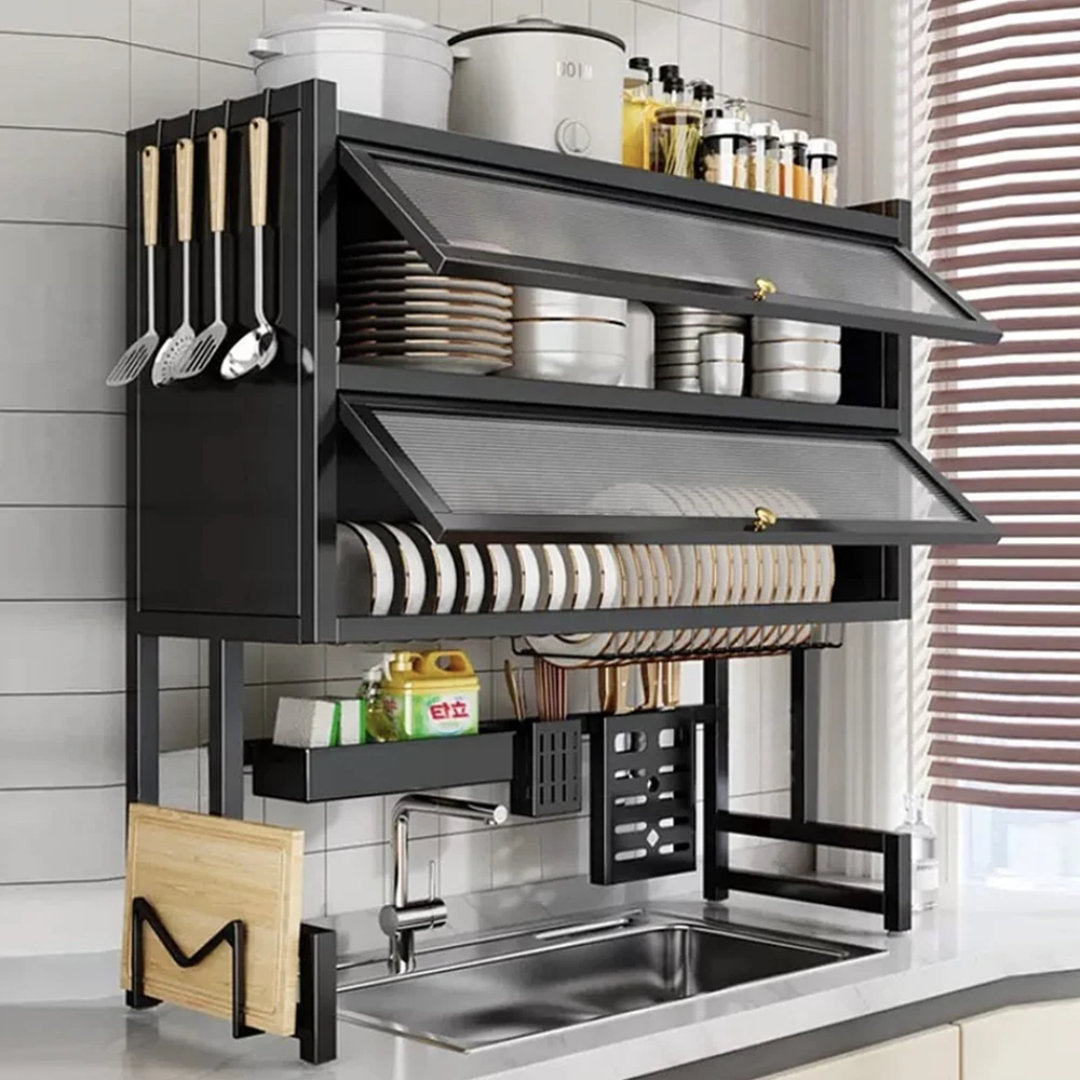 Double Over-the-Sink Rack with Glass Acrylic Cover