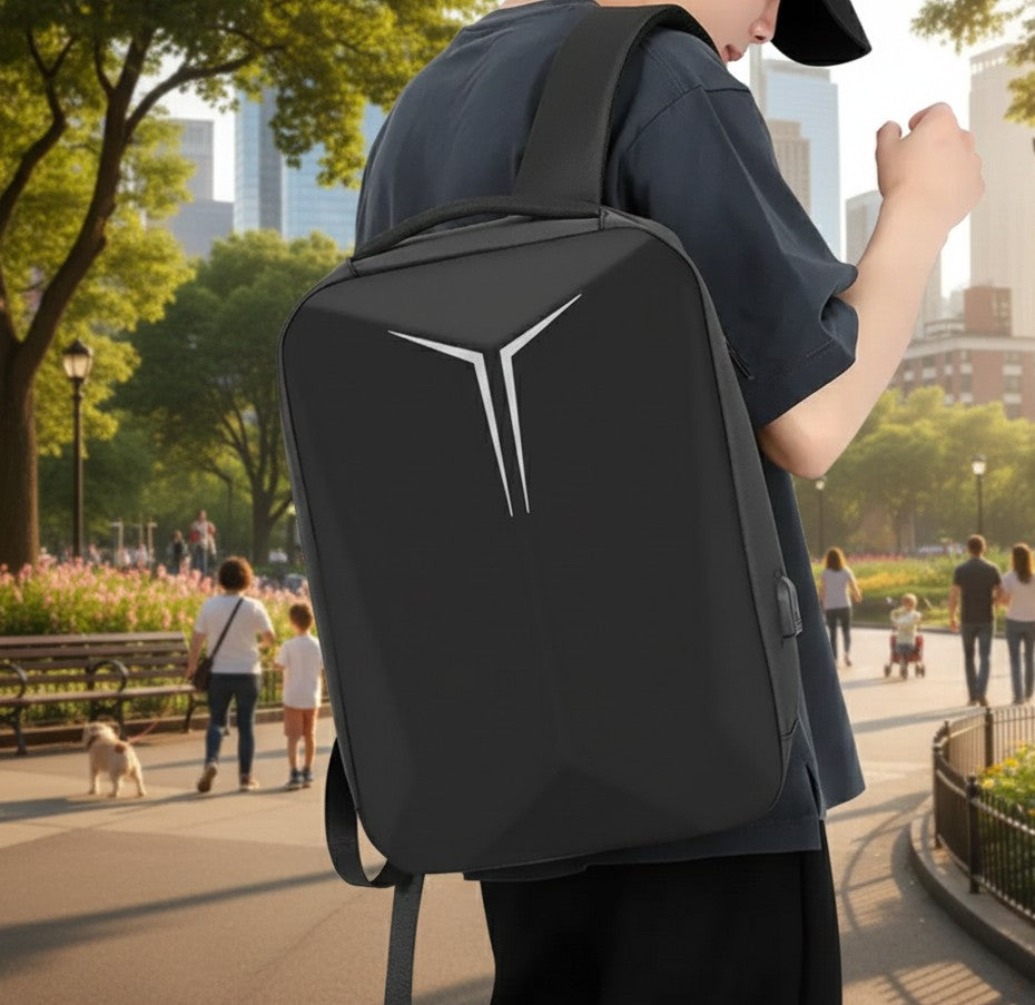 Executive anti theft waterproof business laptop backpack with hard body minimalist design