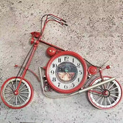 Motorcycle-themed wall clock made of durable iron with silent mechanism