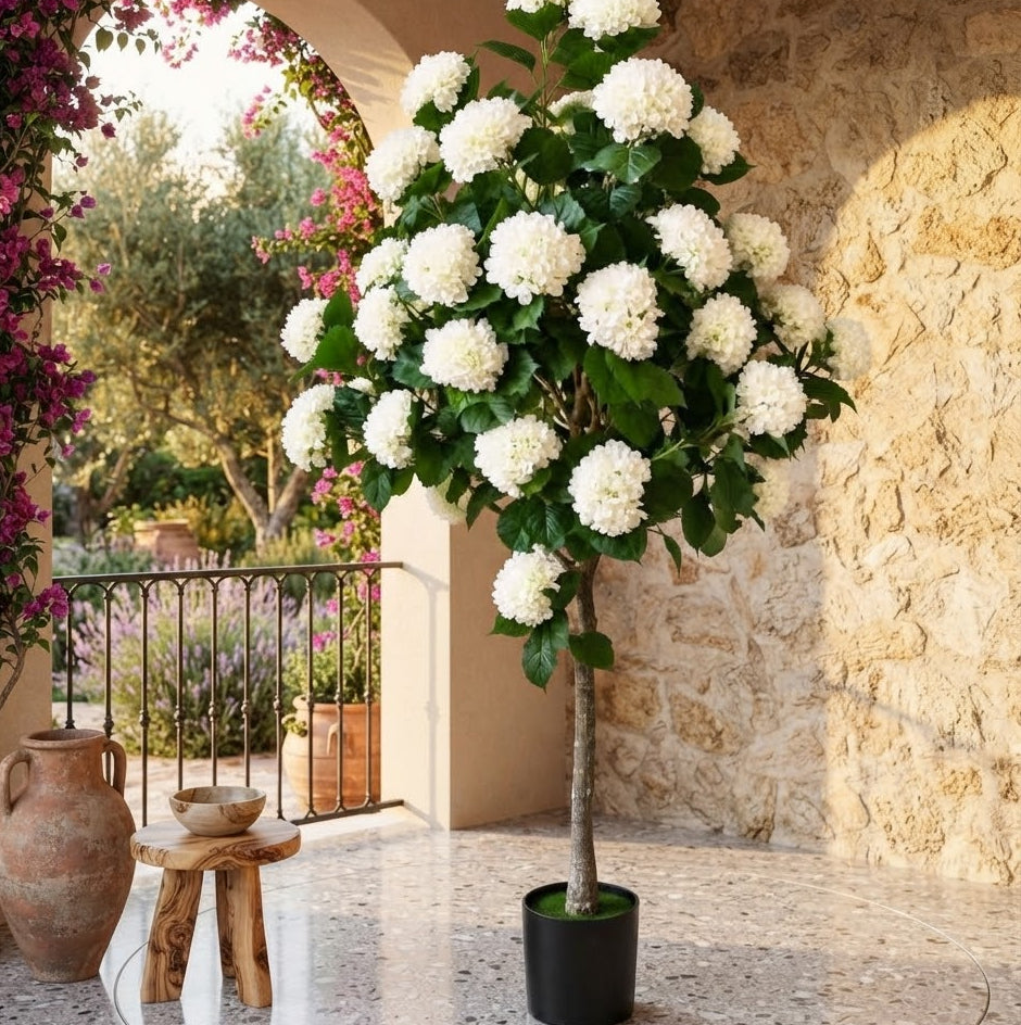 Artificial White Hydrangea Tree